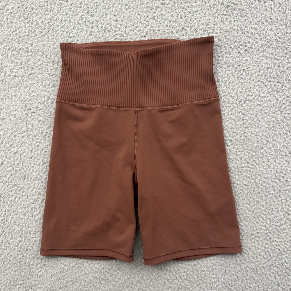 Vuori Rib Studio Shorts 6" Brown Athletic Athleisure Yoga Biker Women's XS